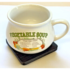 Vintage GrandmaCore Ceramic Soup Mug with Retro Vegetable Soup Recipe Mug 16 oz